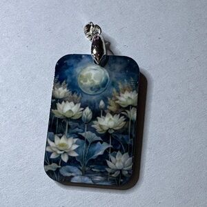 Moon and lotus necklace
